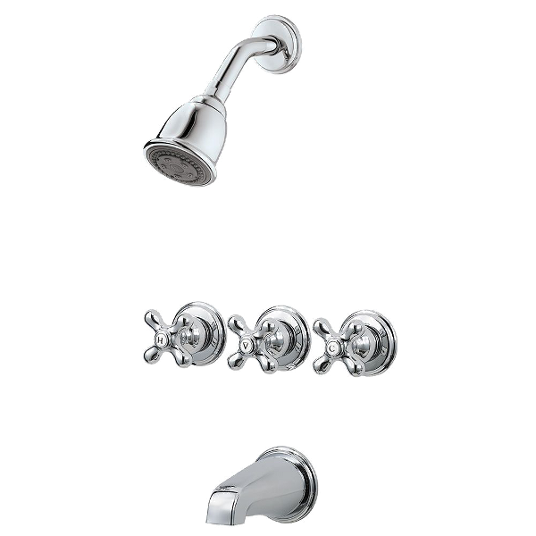 Polished Chrome Pfister G01 8cbc 3 Handle Tub Shower Faucet