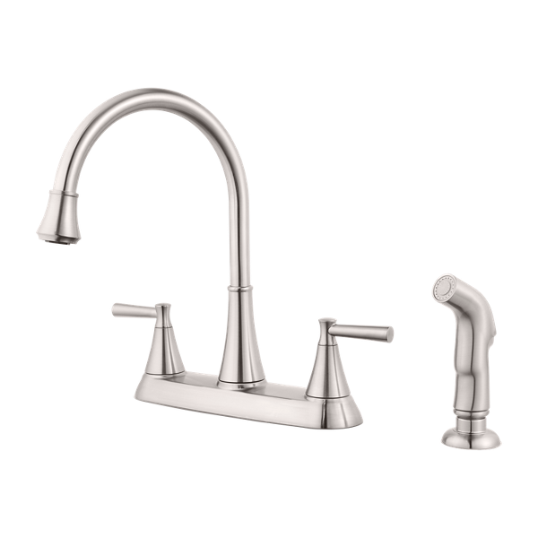 Stainless Steel Cantara F 036 4crs 2 Handle Kitchen Faucet