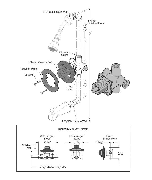 Unfinished 0x8 Valve Jx8 110a 0x8 Series Tub Shower Rough In