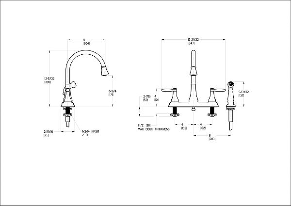 Stainless Steel Glenfield F 036 4gfs 2 Handle Kitchen Faucet Pfister Faucets