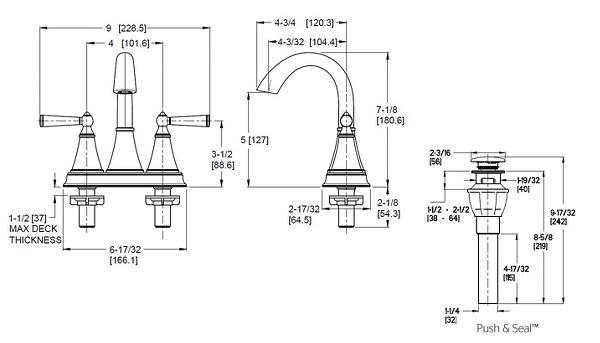 Brushed Nickel Saxton LG48-GL0K 2-Handle 4 Brushed Nickel Saxton LG48-GL0K 2-Handle 4