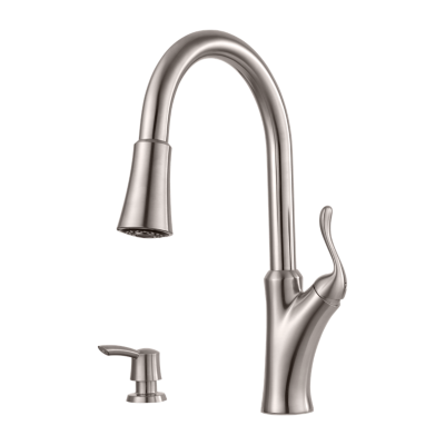 Pfister Eagan Stainless Steel 1-Handle Deck-Mount Pull-Down Handle Kitchen Faucet (Deck Plate Included)
