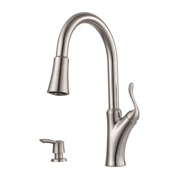 Pfister Eagan Stainless Steel 1-Handle Deck-Mount Pull-Down Handle Kitchen Faucet (Deck Plate Included)