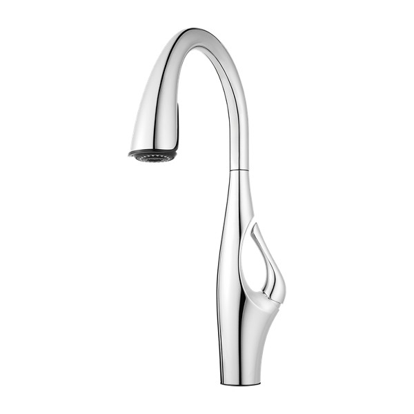 Polished Chrome Kai GT529-IHC 1-Handle Pull-Down Kitchen Faucet