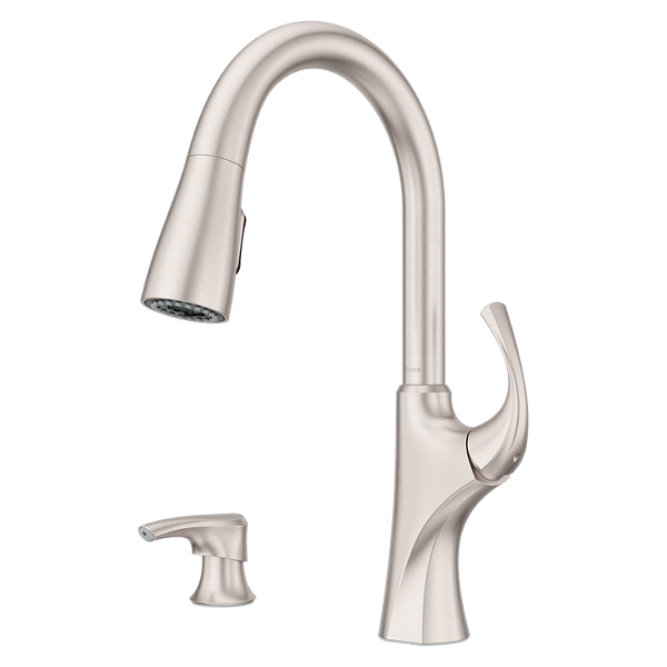 Pfister Miri Spotdefense Stainless Steel 1-Handle Deck-Mount Pull-Out Handle Kitchen Faucet (Deck Plate Included) Pfister Miri Spotdefense Stainless Steel 1-Handle Deck-Mount Pull-Out Handle Kitchen Faucet (Deck Plate Included)