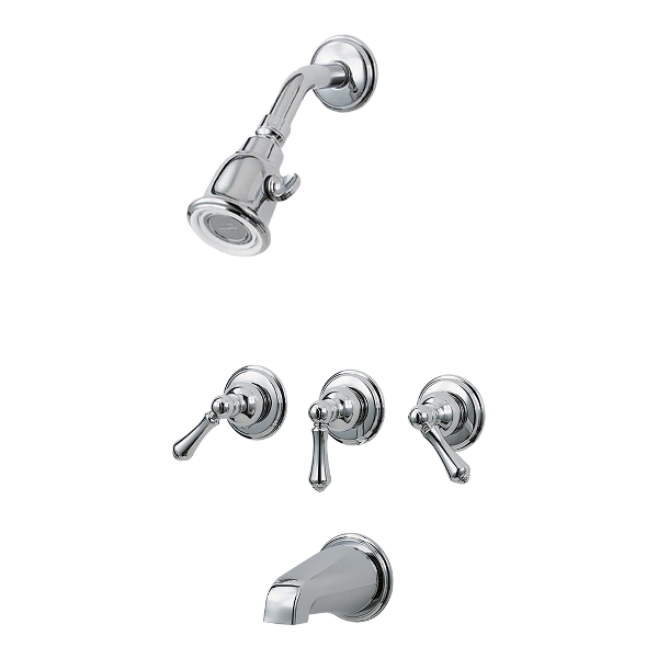 Polished Chrome Pfister 001 81bc 3 Handle Tub Shower Faucet