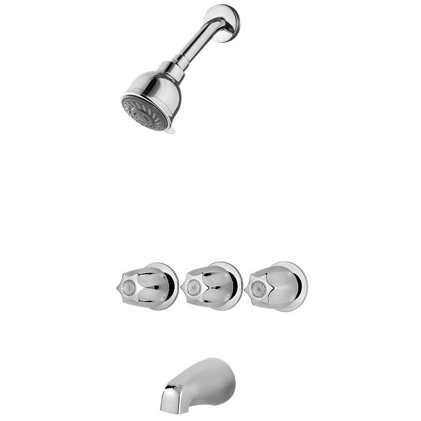 Polished Chrome Pfister LG01-3120 3-Handle Tub & Shower Trim with