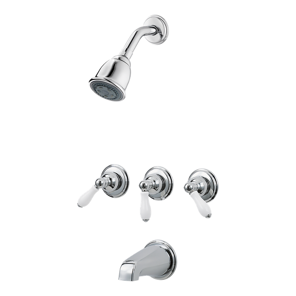 Pfister G01 81pc 3 Handle Tub Shower Faucet Pfister Faucets