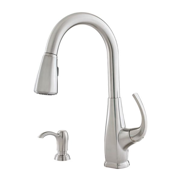 Pfister Selia Stainless Steel 1-Handle Deck-Mount Pull-Down Handle Kitchen Faucet (Deck Plate Included)