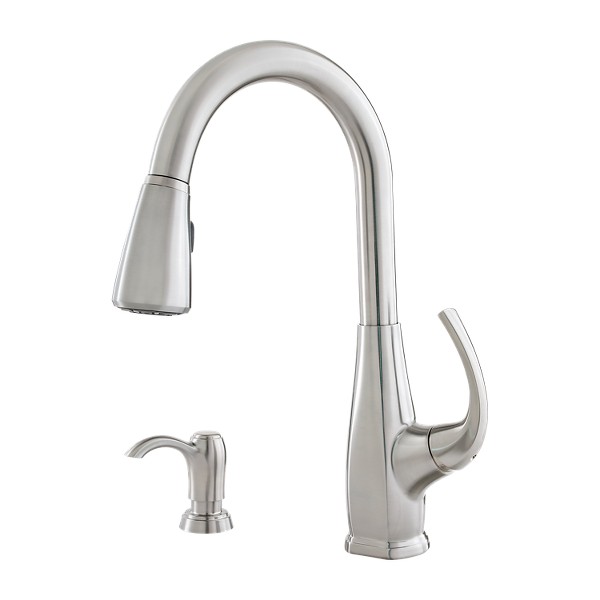 Pfister Selia Stainless Steel 1-Handle Deck-Mount Pull-Down Handle Kitchen Faucet (Deck Plate Included)